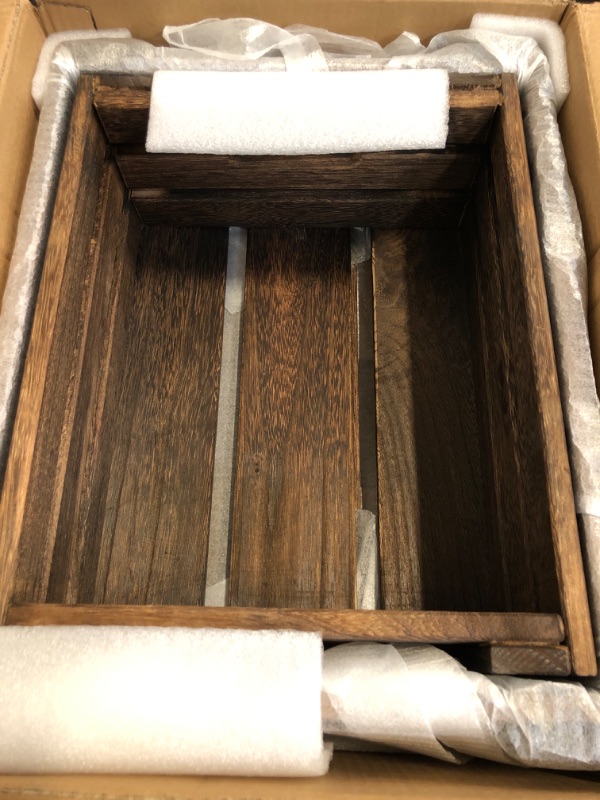 Photo 1 of ARTAWEIN Rustic Vintage Finished Wooden Crate with Handles - Nesting Storage, Display, Organization Crate for Party, Office, Bedroom, Kitchen and Closet - (Rustic Black set of 2)