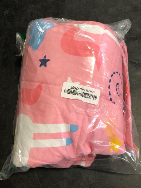 Photo 1 of Sivio Weighted Blanket, Cotton Heavy Blanket, Breathable and Soft Weighted Throw, Pink Unicorn, 3lbs, 36 x 48 inches