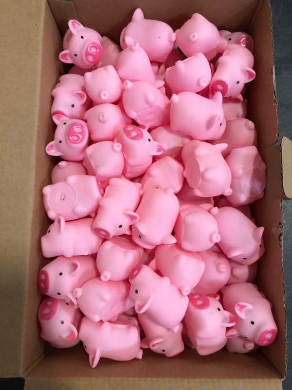Photo 1 of 100 Pcs Rubber Pig Bath Toy Bulk Mini Pig Toys Pink Piggy Bathtub Toys Float Squeak Toys for Baby Shower Halloween Christmas Party Birthday Gift, 2.25 x 1.5 x 1.5 Inches