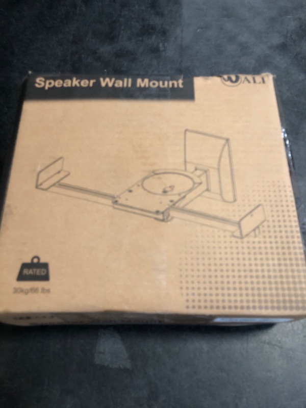Photo 1 of WALI Speaker Wall Mounts, Dual Side Clamping Bookshelf Mounting Bracket for Large Surrounding Sound Speakers, Hold up to 66 lbs. (SWM201XL), 1 Pair, Black