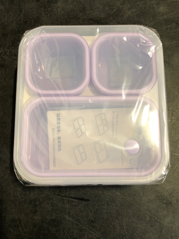 Photo 1 of Genteen Small Kids Snack Containers for School 3 Compartment Travel Snack Containers with Dividers Portion Control Lunch box for Kids with Leak-proof Lids BPA Free (Purple)