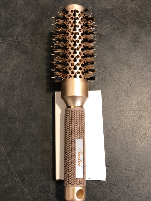 Photo 1 of Sndyi Small Round Brush for Blow Out, 1.3 Inch Nano Thermal Ceramic Ionic Round Hair Brush with Boar Bristles, Boost Shine and Volume, For Short Hair with Quick Blow Drying and Salon Styling
