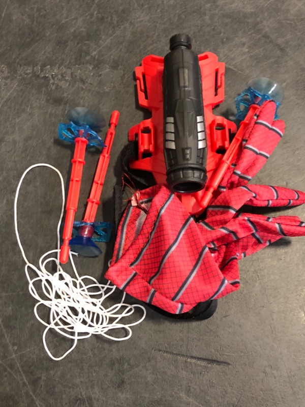 Photo 1 of Xohny Spider Web Shooter, Superheroes Wrist Launcher Toy, Funny Children Educational Toys, Spider Gloves Man Cosplay Gift for Kids (Red)