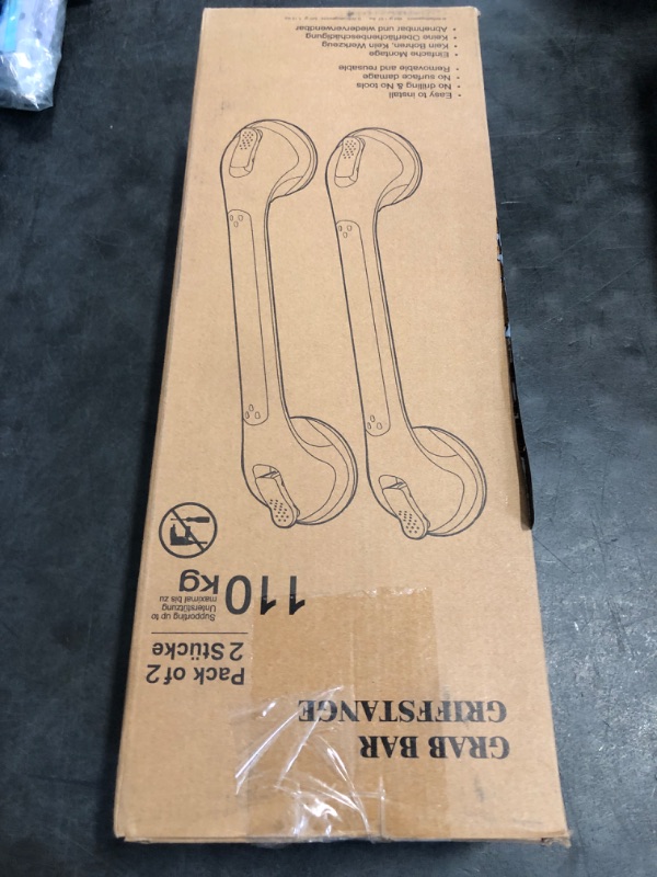 Photo 1 of LEVERLOC 2 Pack Shower Grab Bars for Bathtubs and Showers, Easy to Install Suction Shower Handles for Bathroom Removable Handrails for Seniors Elderly Heavy Duty Safety Grip Waterproof Drill Free Gray