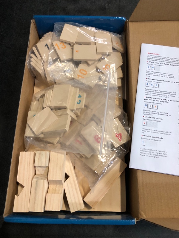 Photo 1 of Rummy Cube Game 2-4 Players with 4 Wooden Racks/Trays and Wood 106 Rummy Cards, Large and Bright Number Edition Rummy Tiles, Toys for Families Friends Adults