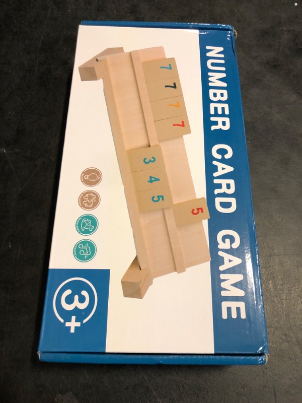 Photo 1 of Rummy Cube Game 2-4 Players with 4 Wooden Racks/Trays and Wood 106 Rummy Cards, Large and Bright Number Edition Rummy Tiles, Toys for Families Friends Adults