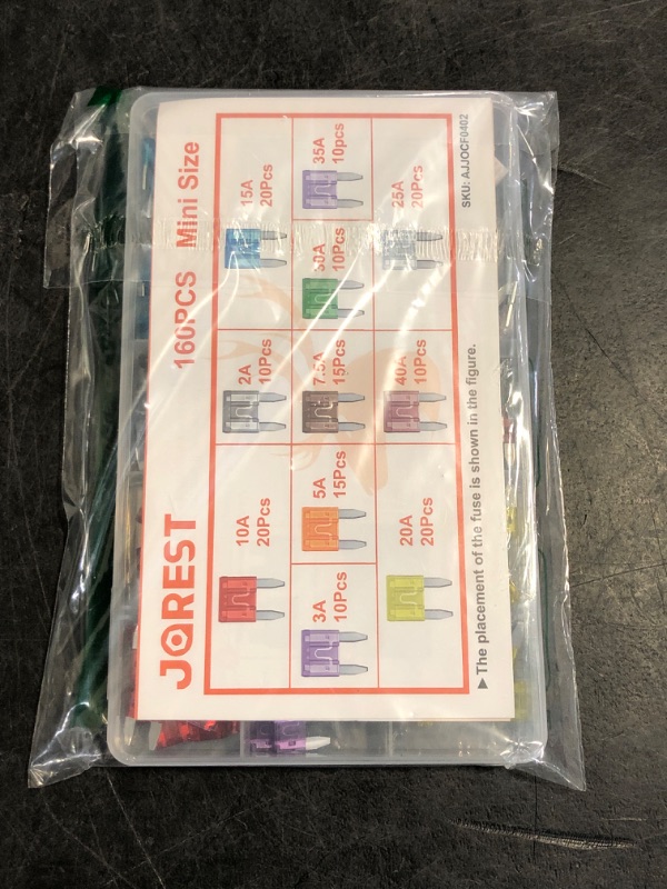 Photo 1 of JOREST 160Pcs Mini Fuses Kit,Car Fuses Assortment Kit,Automotive Blade Fuse for Car/RV/Truck/Motorcycle(2Amp 3A 5A 7.5A 10A 15A 20A 25A 30A 35A 40A) + Auto Fuse Puller