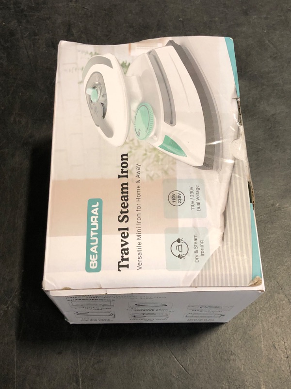 Photo 1 of BEAUTURAL Mini Travel Steam Iron for Clothes with Dual Voltage, Temperature Control, Non-Stick Soleplate and Cord Storage, Ideal for Sewing, Quilting and Handcraft