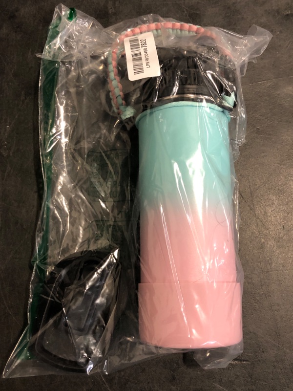 Photo 1 of Farsea Insulated Water Bottle With Paracord Handle, Protective Boot and 2 Lids (Straw Lid & Spout Lid), Stainless Steel Water Bottle Wide Mouth, Double Wall Sweat-Proof BPA-Free, 18 oz