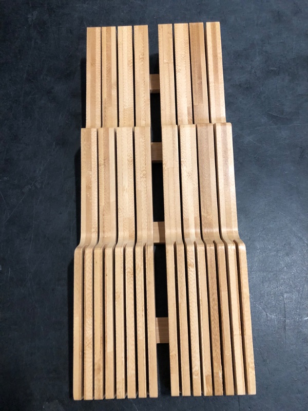 Photo 1 of Homemaid Living In Drawer Knife Block Bamboo, Holds 16 Knives + Knife Sharpener Slot, Knife Organizer for Kitchen Drawer, Knife Drawer Organizer, Drawer Insert, Drawer Knife Holder (2" tall, 17" deep)