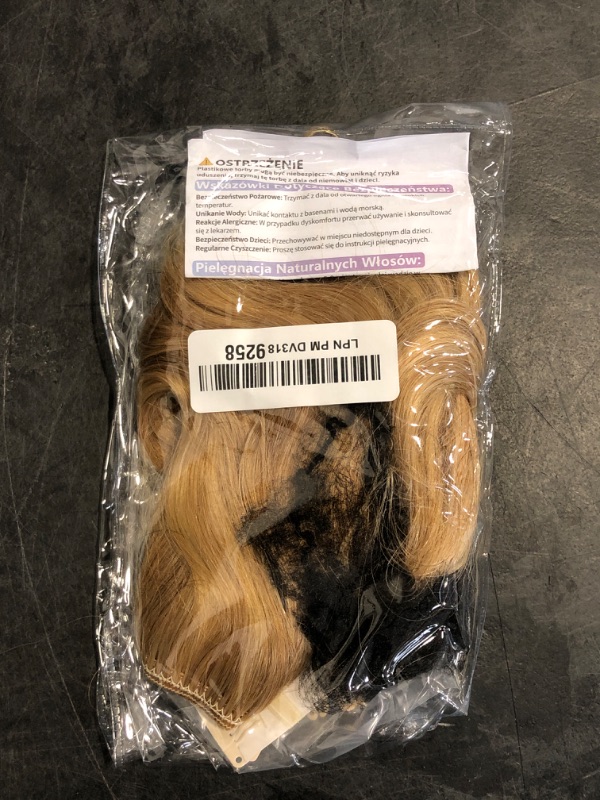 Photo 1 of TESSHAIR Halo Hair Extensions Wavy Curly, 100% Real Human Hair,No Tangle & Smooth,Invisible Wire Extensions for Women,55g, 12 Inch,#Wavy Gold Blonde Mixed Bleach Blonde