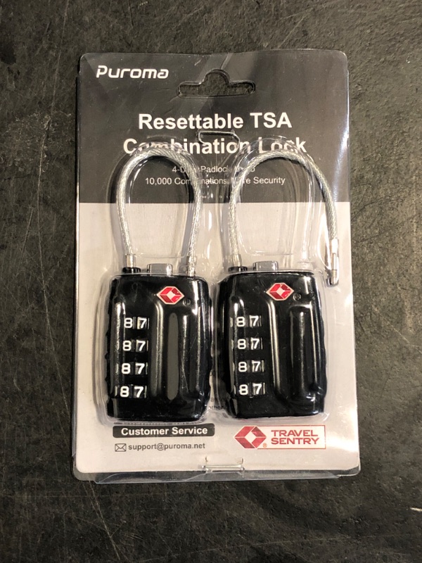 Photo 1 of Puroma 2 Pack TSA Approved Luggage Locks, 4 Digit Combination Travel Locks Resettable Code Lock with Zinc Alloy Body for Suitcase, Toolbox, Backpack, Bag, Gym Locker (Black)
