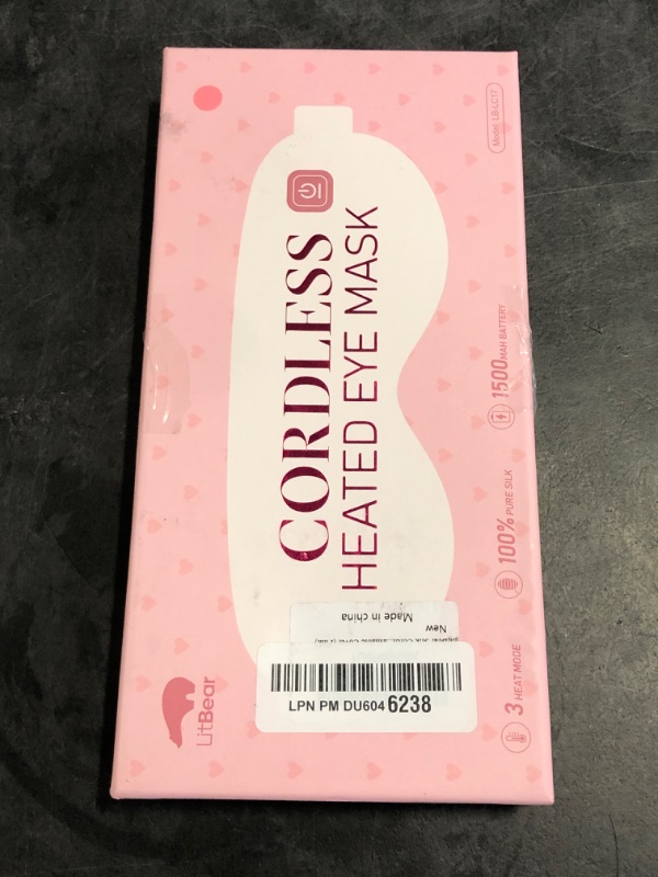 Photo 1 of LitBear Silk Cordless Heated Eye Mask, Warm Eye Compress for Dry Eyes, Light Blocking Heat Eye Mask for Women Men, Soft Eye Heating Pad for Dry Eyes, Travel, Rechargeable, Washable Cover (Pink)
