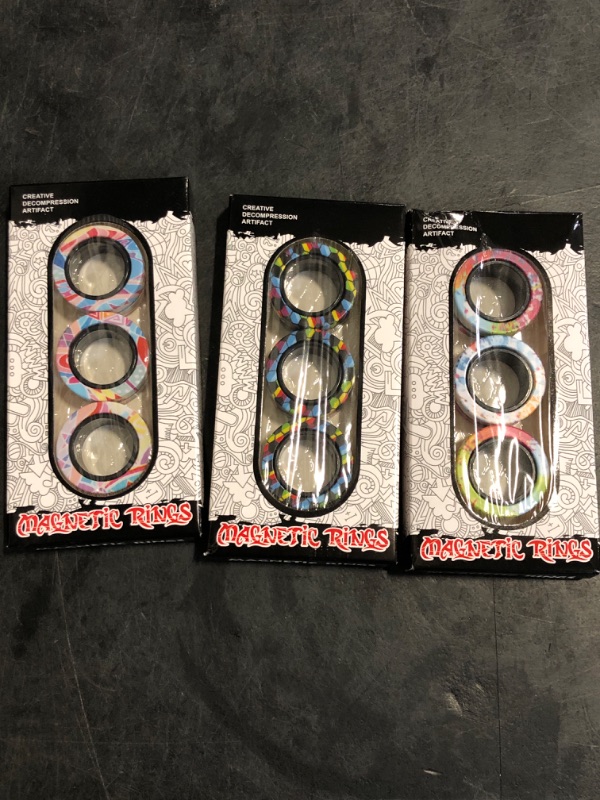 Photo 1 of 9Pcs Magnetic Rings Fidget Toys Adult Set, Idea ADHD Fidget Stress Toy Pack,Fidget Spinner Rings for Anxiety Relief Therapy Toys for Boy and Girl Ages 8-13,Teens Gift Easter Basket Stuffers