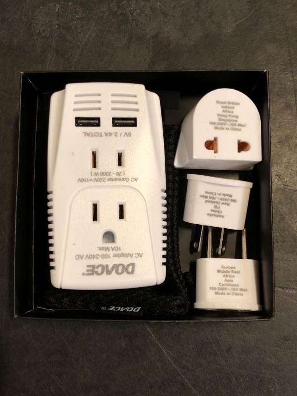 Photo 1 of Upgraded 2200W 220V to 110V Converter for European Travel, Voltage Converter US to Europe for Hair Dryer Straightener Curling Iron, 2300W Adapter with EU/UK/AU/US Plugs for Laptop Camera Cell Phone