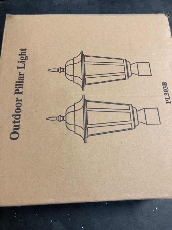 Photo 1 of Outdoor Post Lights 2 Pack, Black Lamp Post Light Fixture, Waterproof Pillar Lights Outdoor Column Lights, Outdoor Pole Light with Clear Glass, Outside Lamp Post for Garden Yard, Not Included Base