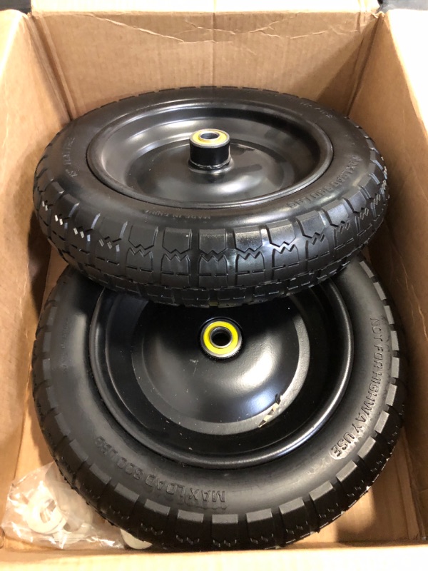 Photo 1 of 13" Flat Free Wheels Replacement for GOR Garden Cart Tires, 4.00-6 Solid Tires with 5/8"Bearings, 13" No Flat Wheels for GOR Garden Carts/Hand Trucks/Garden Carts