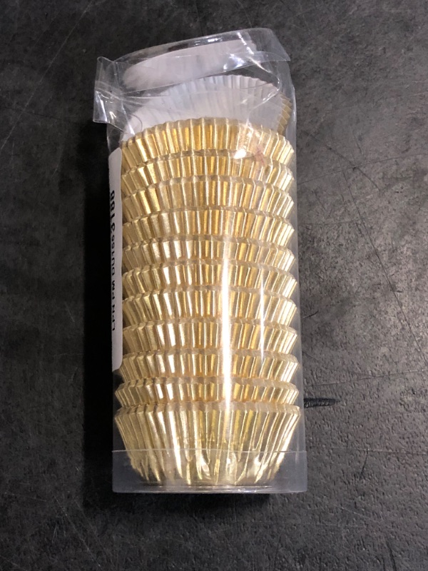 Photo 1 of Gifbera Mini Foil Baking Cups Gold, 300-Count Bright Foil Paper Gold Cupcake Liners Mini Size