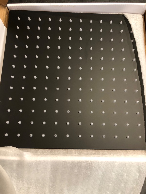 Photo 1 of Rain Shower Head Black with Extension Arm 12 Inch Square Shower Head with 16 Inch Shower Arm Large Stainless Steel Rainfall Showerhead Matte Black Waterfall Full Body Coverage by GGStudy