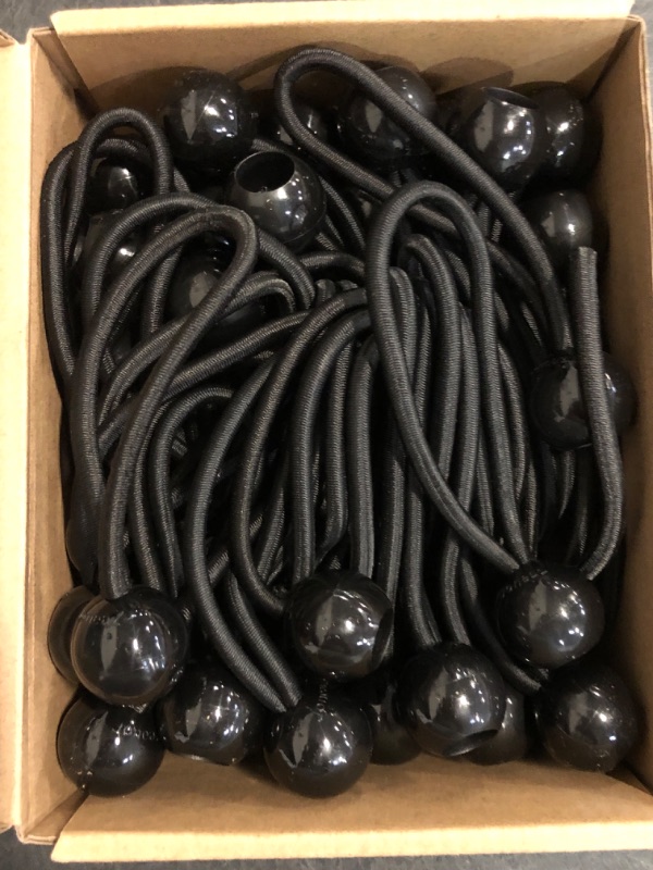 Photo 1 of Joneaz Ball Bungee 4 Inch Black Tie Down Cord 1 Inch Ball, 50-Piece, UV Resistant