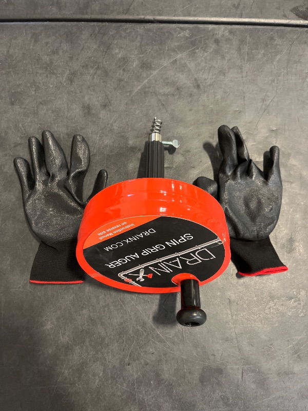 Photo 1 of DrainX Drain Auger Pro | Heavy Duty Steel Drum Plumbing Drain Snake with 25-Ft Drain Cleaning Cable | Comes with Work Gloves and Storage Bag