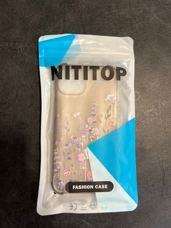 Photo 1 of NITITOP Compatible for iPhone 13 Case Cute Clear Flower Floral with Chain for Girls Women Pattern Soft TPU Shockproof Protective - Blue Flower