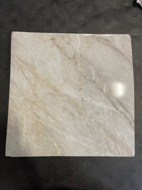 Photo 1 of Euventyles Peel and Stick Floor Tiles 20 Pcs 12x12'' Self Adhesive Vinyl Flooring Waterproof Bathroom Glossy Stone Look Sticky Tiles