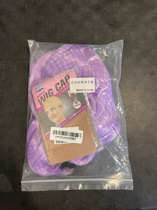 Photo 1 of eNilecor Purple Wig, Short Colored Wigs Bob Wig for Women, Natural Wavy Colorful 14 Inch Middle Part Synthetic Wig for Cosplay Party Costume Lavender Purple
