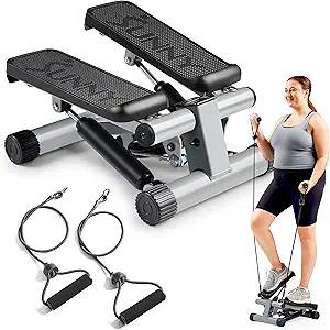 Photo 1 of unny Health & Fitness Mini Stepper for Exercise at Home, Stair Step Workout Machine with Resistance Band, Fullbody Cardio, Upgraded Over 300lb Weight Capacity, Optional Free SunnyFit App Connection