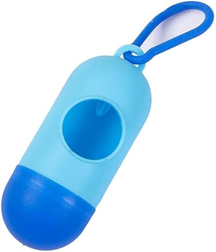 Photo 1 of Light Blue Dog Poop Bag Dispenser – Durable Hard Plastic Waste Bag Holder with Carabiner Clip, Portable Trash Sack Carrier for Walking Cats and Dogs, Compatible with Standard Rolls, Pet Waste Cleanup