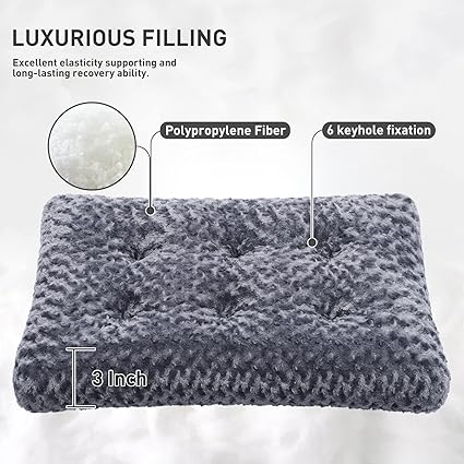 Photo 1 of KSIIA Washable Dog Bed Deluxe Plush Dog Crate Beds Comfy Kennel Pad Anti-Slip Pet Sleeping Mat for Large, Jumbo, Medium, Small Dogs Breeds, 23" x 18", Dark Grey