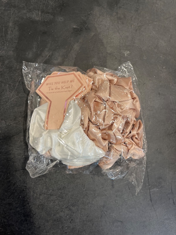 Photo 1 of Bridesmaid Proposal Gifts - 8pcs Hair Ties, Hair Scrunchies, and Bachelorette Party Favors (Beige)