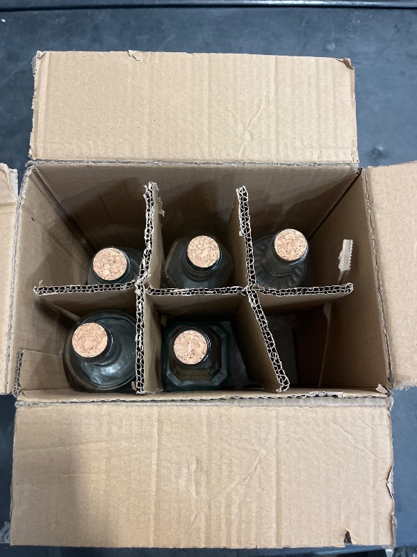 Photo 1 of BULK PARADISE Assorted Clear Glass Bottles with Corks, 6 Pack, 2.5in X 9in, 16oz