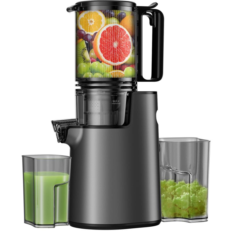 Photo 1 of Cold Press Juicer, Masticating Juicer with 5.4" Wide Feed Chute, 350w Slow Juicer Machines Fit Whole Vegetables and Fruits with High Juice Yield, Easy to Clean (Black)