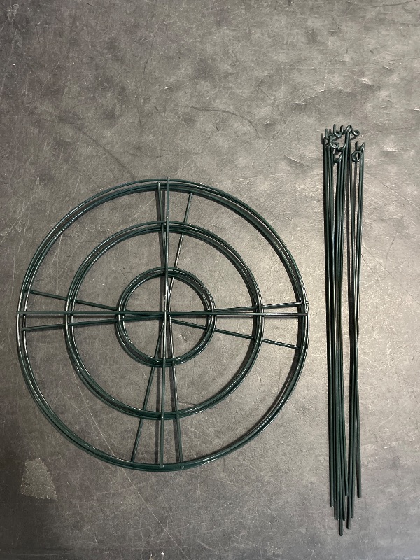 Photo 1 of 3 Pieces Peony Cages and Supports Plant Support Stakes Metal Frame Grow Through Hoops for Tomato Flopping Flowers Vegetables, Circles.  size- 12'' x 12'' 