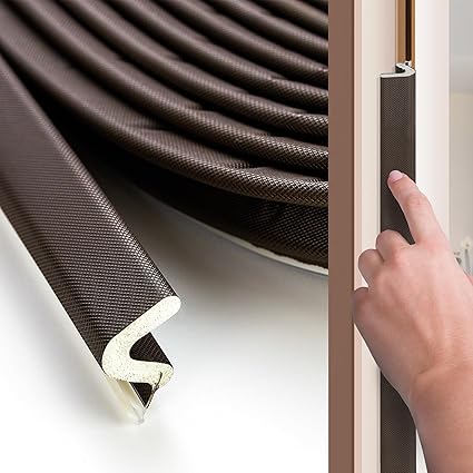 Photo 1 of Weather Stripping Door Seal Strip 28FT Door Soundproofing V-Shape Sound Proof Door Sealers for Door Frame, Door Insulation Strip for Large Gap Brown