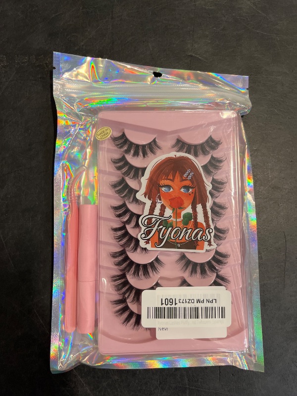 Photo 1 of Fyonas Lashes Fluffy False Eyelashes Wispy Cat Eye Lashes Natural Look Volume Mink Lashes 8 Pairs Thick D Curl Fake Lashes 10-18mm Lash Kit with Lash Glue and Tweezers (Sparky)
