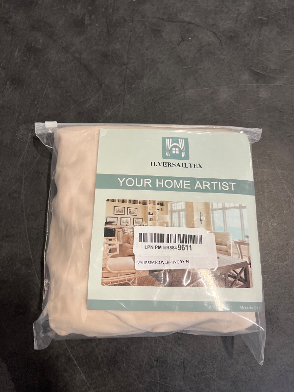 Photo 1 of H.VERSAILTEX Velvet Stretch Couch Cushion Cover Plush Cushion Slipcover for Chair Cushion Furniture Protector Seat Cushion Sofa Cover (1 Piece Armchair Cushion Covers, Ivory)