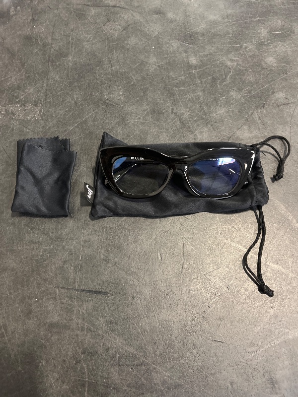 Photo 1 of JM Cat Eye Blue Light Glasses for Woman, Computer Eye Protect Anti Glare Eyeglasses with Metallic Accents Black