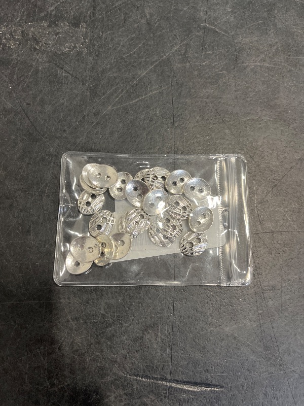 Photo 1 of KONMAY 50pcs Anitque Silver Metal Buttons for Bracelets Making, with Two Holes, Fits 1.5mm and 2.0mm Leather Cord