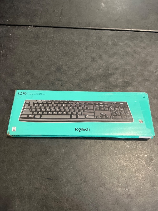 Photo 1 of Logitech K270 Wireless Keyboard for Windows, 2.4 GHz Wireless, Full-Size, Number Pad, 8 Multimedia Keys, 2-Year Battery Life, Compatible with PC, Laptop, Black