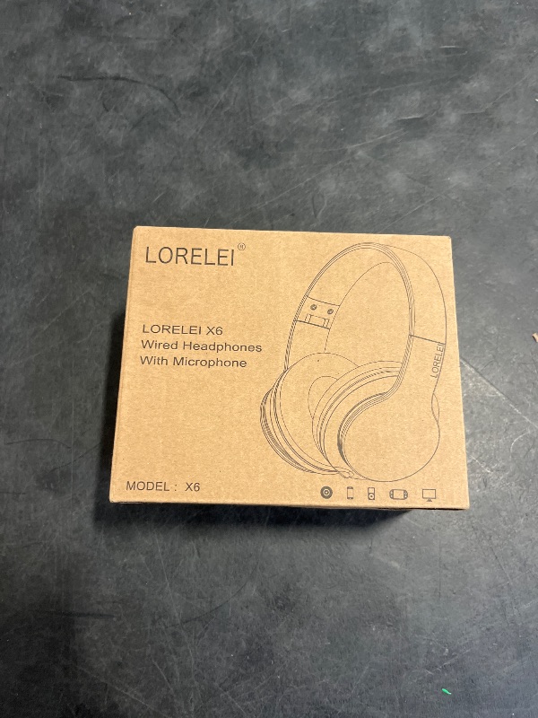 Photo 1 of LORELEI X6 Over-Ear Headphones with Microphone, Lightweight Foldable & Portable Stereo Bass Headphones with 1.45M No-Tangle, Wired Headphones for Smartphone Tablet MP3 / 4 (Space Black)
