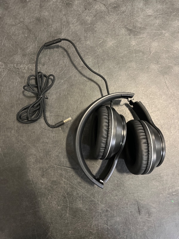 Photo 1 of LORELEI X6 Over-Ear Headphones with Microphone, Lightweight Foldable & Portable Stereo Bass Headphones with 1.45M No-Tangle, Wired Headphones for Smartphone Tablet MP3 / 4 (Space Black)