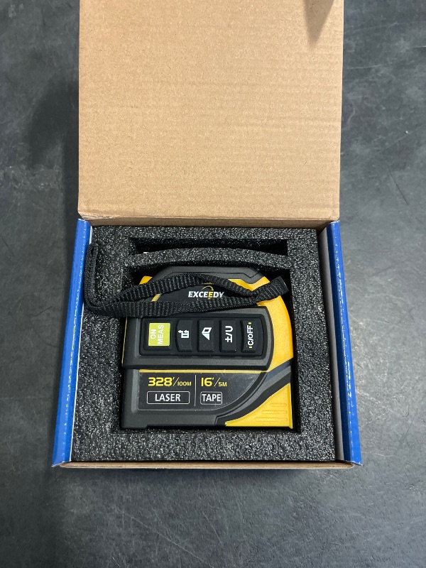 Photo 1 of 2-in-1 Laser Tape Measure 328Ft Rechargeable Laser Measuring Tool & 16Ft Measuring Tape, Laser Crosshairs, Biaxial Electronic Angle, Measuring Area, Volume, Pythagorean, Cosine, Ft/Ft+in/in/M Unit