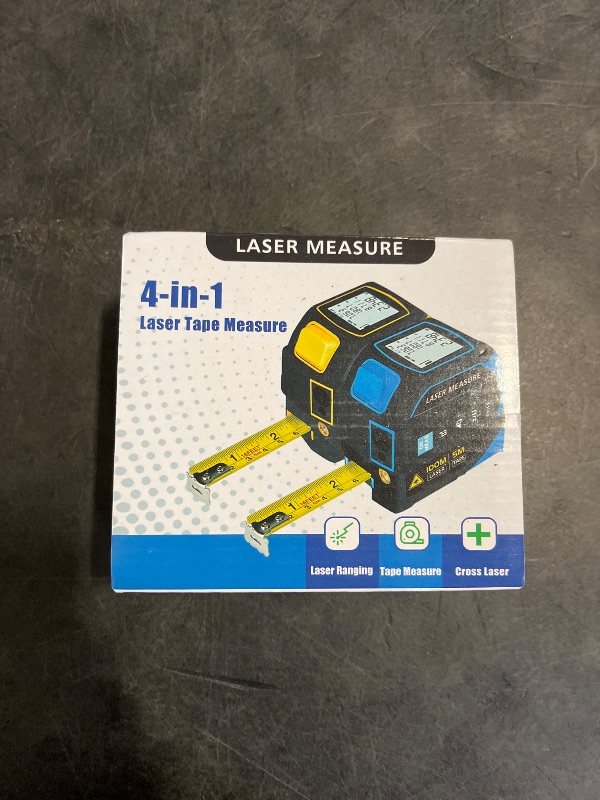 Photo 1 of 2-in-1 Laser Tape Measure 328Ft Rechargeable Laser Measuring Tool & 16Ft Measuring Tape, Laser Crosshairs, Biaxial Electronic Angle, Measuring Area, Volume, Pythagorean, Cosine, Ft/Ft+in/in/M Unit