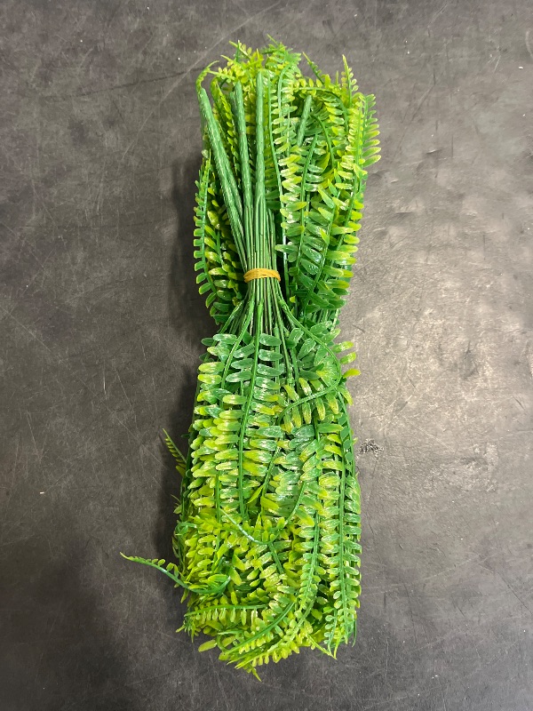Photo 1 of ZERRO 16 Bundles Artificial Boston Ferns, Plastic Fake Ferns UV Resistant Plants Faux Greenery Stems Leaves Shrubs for Outdoor Indoor Garden Hanging Yard Porch Decoration