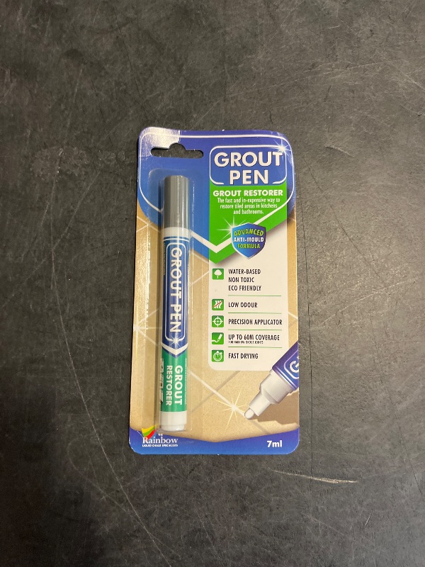 Photo 1 of Grout Pen Grey Tile Paint Marker: Waterproof Grout Paint, Tile Grout Colorant and Sealer Pen - Grey, Narrow 5mm Tip (7mL)