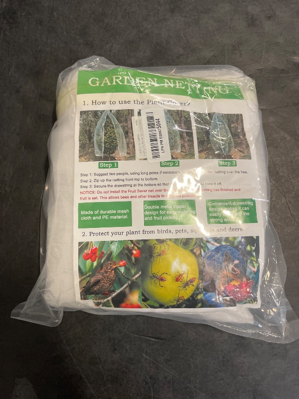 Photo 1 of 2 Pack 8.2x6.6Ft Large Fruit Tree Netting, Bird Netting for Garden with Zipper and Drawstring, Garden Netting Pest Barrier Plant Cover Protection Fruits Blueberry Citrus for Preventing Deer Squirrel