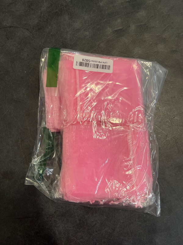 Photo 1 of Bezall 100Pcs Organza Bags with Drawstring 3.5x4.5 inch, Pink Baby Shower Favor Bags for Girls, Mesh Jewelry Gift Pouches Wedding Party Candy Bags
