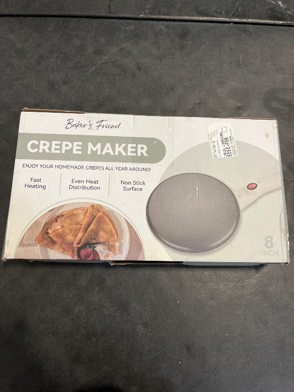 Photo 1 of Baker's Friend Instant Crepe Maker with Handle, Electric Crepe Maker Machine, Crepera Electrica, 8 Inch Non-stick Cooking Surface, Creamy White